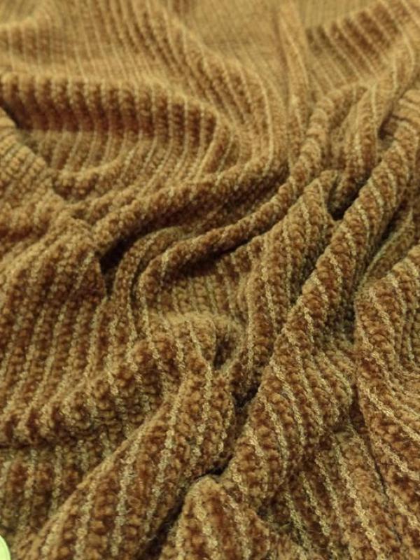 tissu maille aspect velours a cotes moutarde doré en 1.60m en ligne