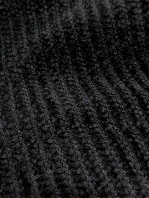 Maille aspect velours a cotes ton noir en 1 60m de large