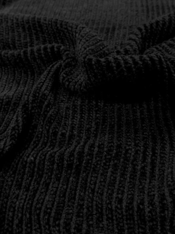 Maille aspect velours a cotes ton noir en 1 60m de large
