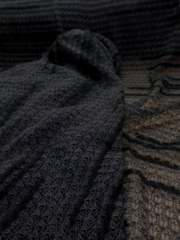 Maille faconne facon laine gris et noir