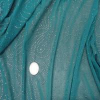 Maille jersey bleu clair a motifs dore