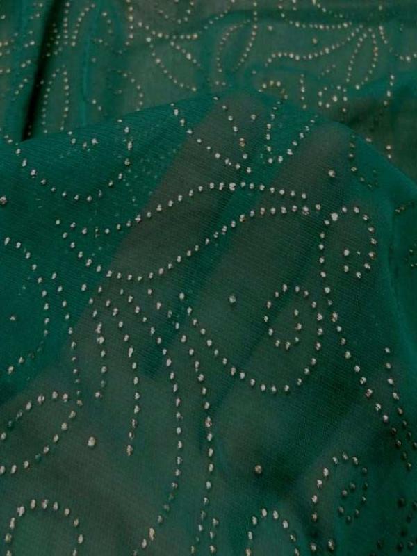 Maille jersey vert a motifs dore