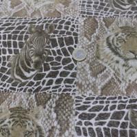 Maille lycra très fine imprimé tête de zèbre et tête de lion