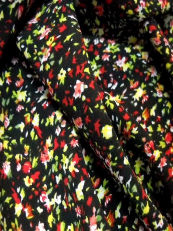 Microfibre noire imprime petite fleurs