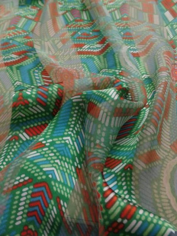 Mousseline 20de 20soie 20fa c3 a7onn c3 a9 20bandes 20ton 20vert 20et 20rouge