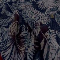 Mousseline bleu nuit imprime fleurs blanche4