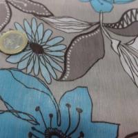 vente de mousseline crépon imprimé ton gris ,taupe ,blanc ,bleu