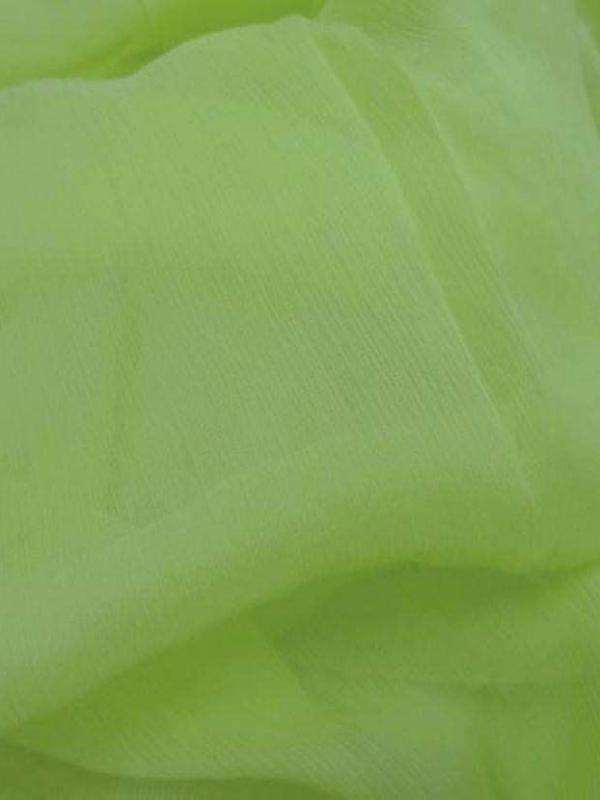Mousseline crepon ne en soie 100 vert anis 1 45m