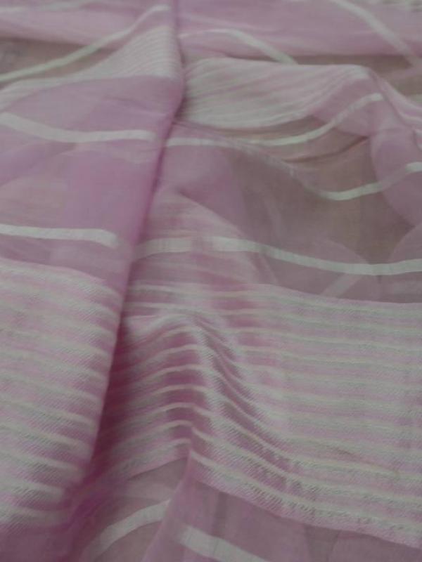 Mousseline de soie a bandes devoree rose orchidee00