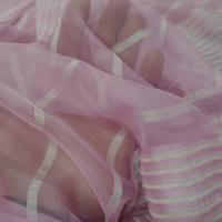 achat tissu mousseline de soie a bandes dévorée rose orchidée