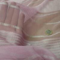 vente de tissu mousseline de soie a bandes dévorée rose orchidée pas cher