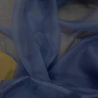 Mousseline de soie crepon bleu indigo