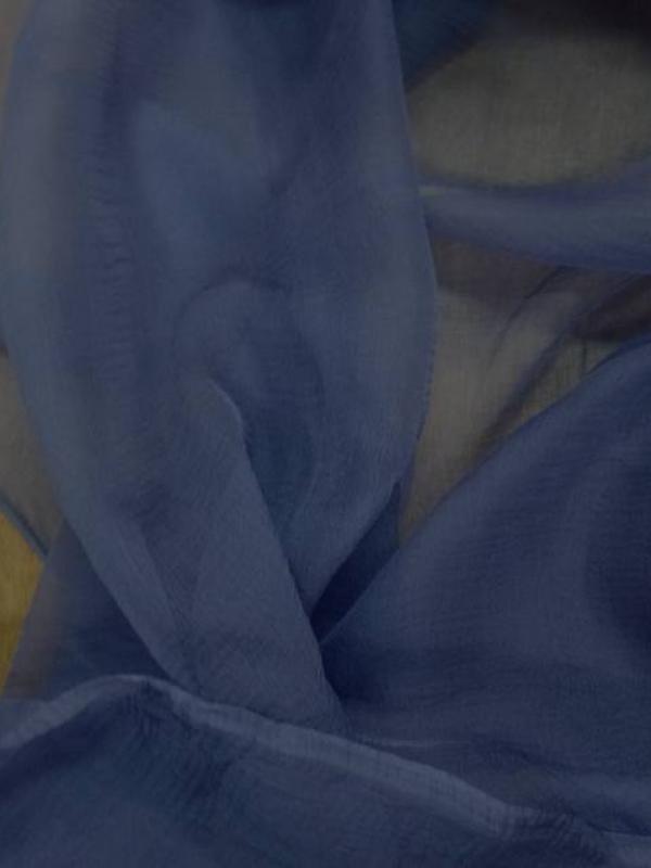 Mousseline de soie crepon bleu indigo