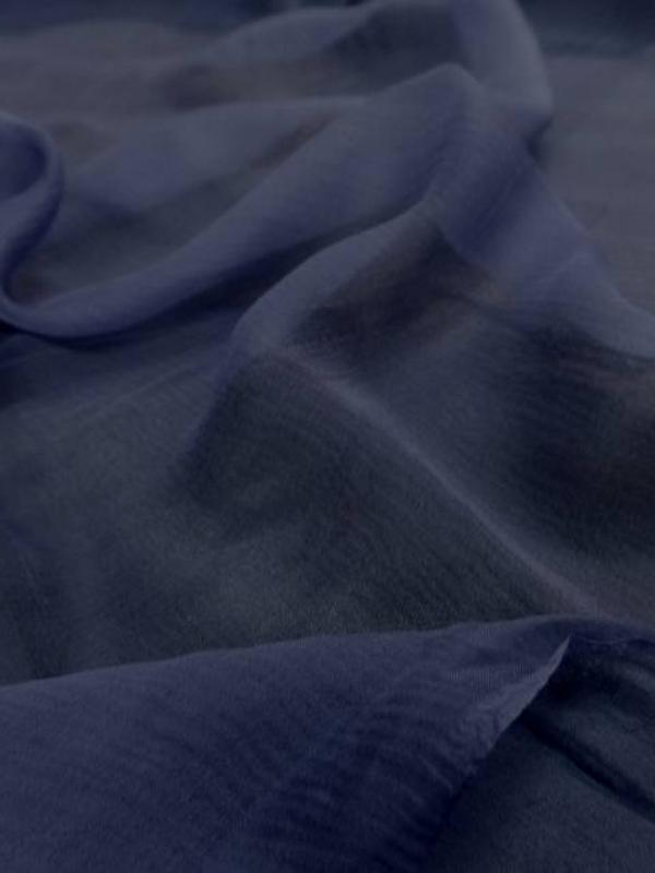 Mousseline de soie crepon bleu indigo