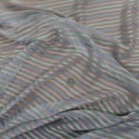 Mousseline de soie ecrue faconne bande ton bleu et mauve7