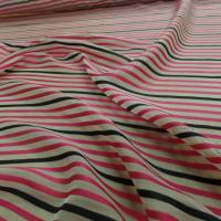 Mousseline de soie ecrue faconne bande ton rose et noi1