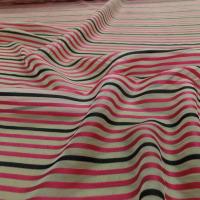Mousseline de soie ecrue faconne bande ton rose et noi5