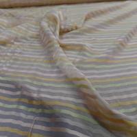 Mousseline de soie faconne bande ton beige dore vert clair