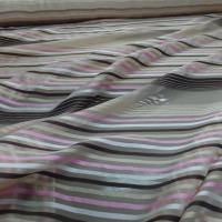 Mousseline de soie façonné bande ton rose blanc beige et marron