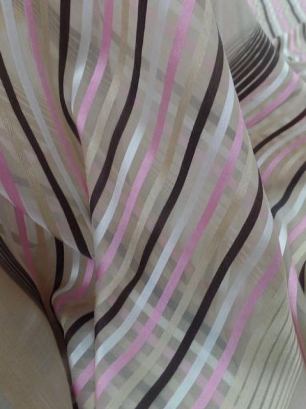 Mousseline de soie faconne bande ton rose blanc beig et marron4