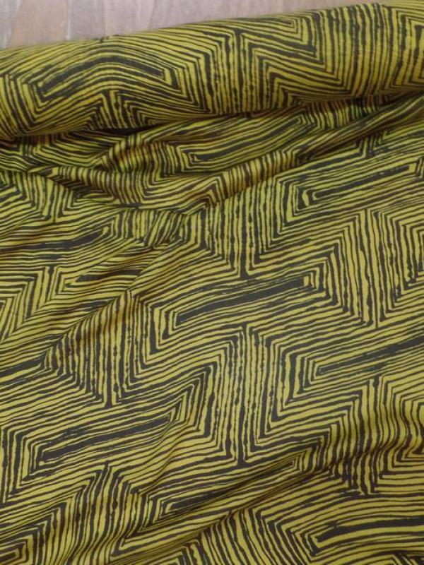 Mousseline de soie imprime marron et jaune