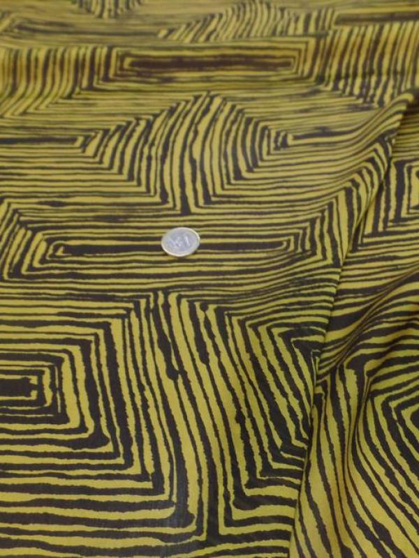 Mousseline de soie imprime marron et jaune