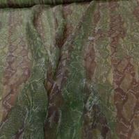 Mousseline de soie imprime serpentton kaki et marron