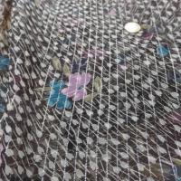 Mousseline de soie noire a bande lurex metal imprime fleurs4