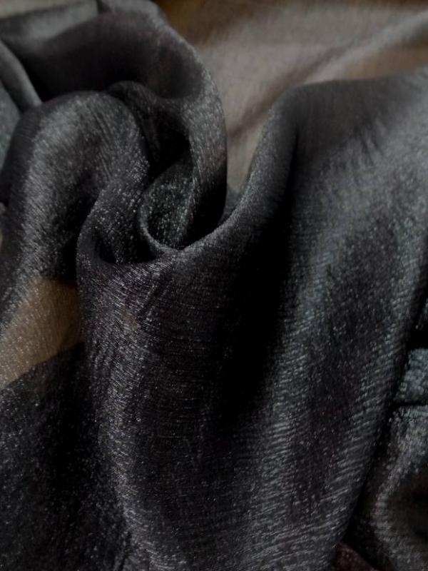 tissu mousseline de soie noire lurex metal