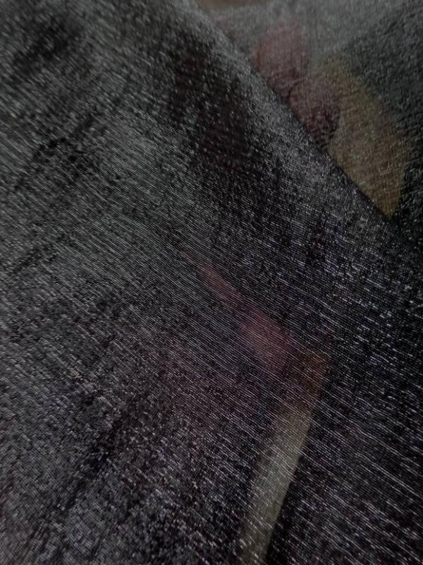 tissu mousseline de soie noire lurex metal