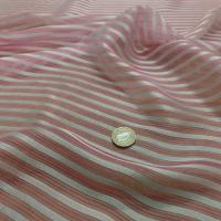 Mousseline de soie rose faconne rayures blanche7
