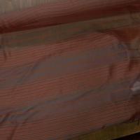 achat mousseline de soie taupe a motifs bandes brodé en relief ton cuivre