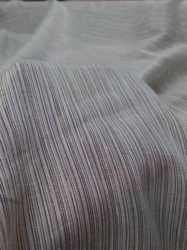 Mousseline de soie vert d eau faconne rayures en lurex dore