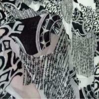 Mousseline devore velours ton noir gris