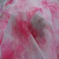 Mousseline imprime ton blanc casse rose7