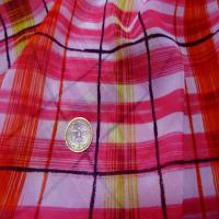 Mousseline imprime ton rose fuchsia blanc et anis04