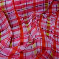 Mousseline imprime ton rose fuchsia blanc et anis4