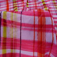 Mousseline imprime ton rose fuchsia blanc et anis7