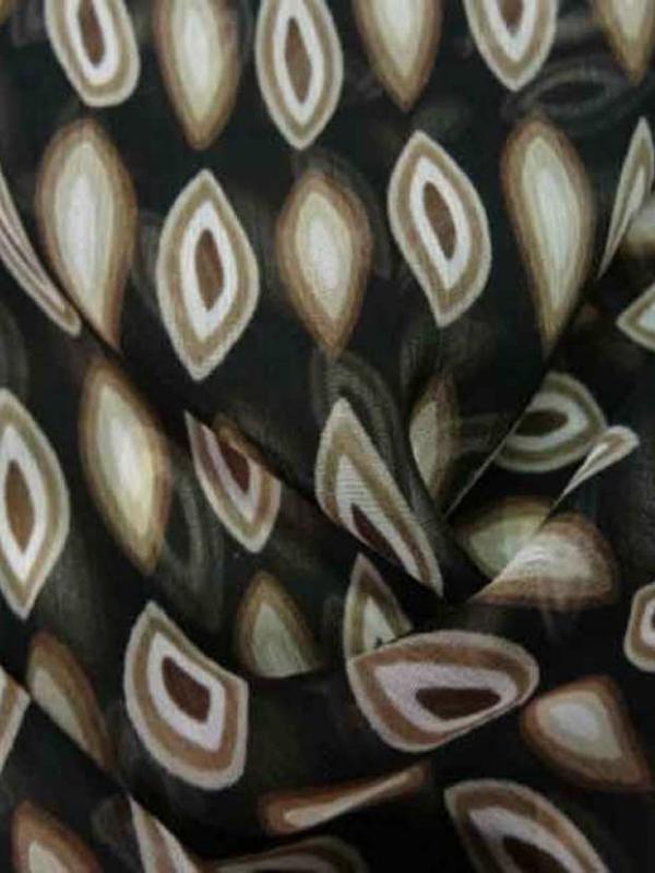 Mousseline polyester imprime ton marron
