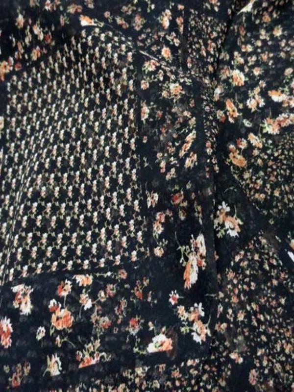 Mousseline polyester imprime ton noir