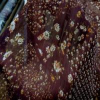 Mousseline polyester imprime ton prune6
