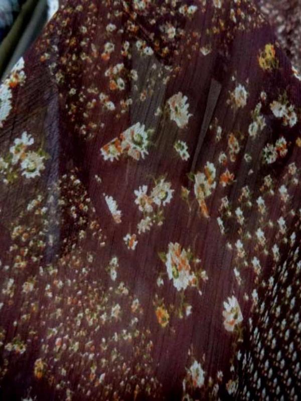 Mousseline polyester imprime ton prune