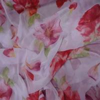 Mousseline rose imprime fleurs4