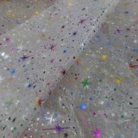 Organza blanc double face etoile du berger multicolore et metal