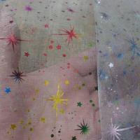 Organza blanc double face etoile du berger multicolore et metal5