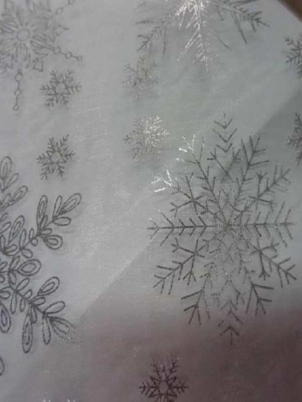 Organza blanc etoile des neiges couleur metal
