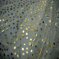 Organza blanc irise a pois or ou argent