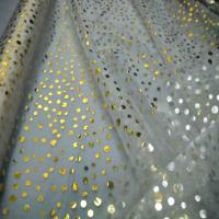 Organza blanc irise a pois or ou argent0