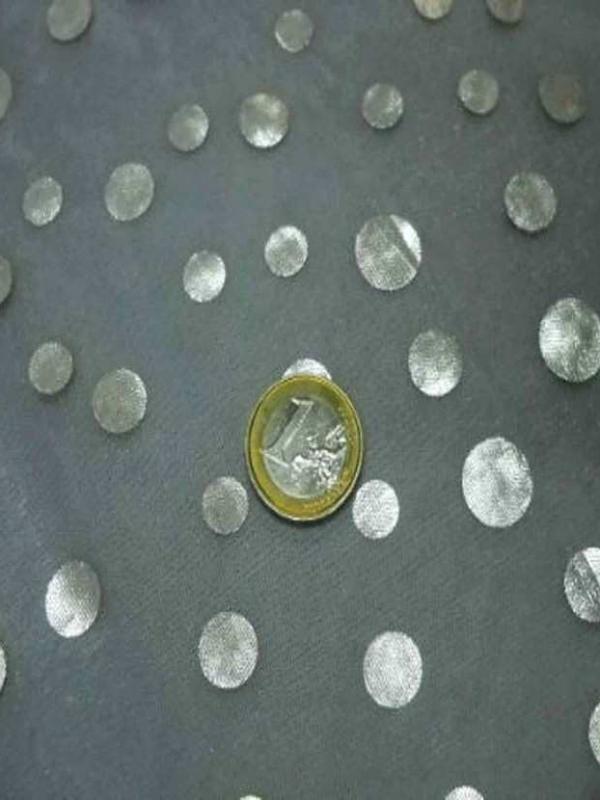 Organza blanc irise a pois or ou argent