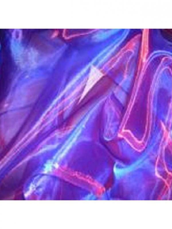 Organza bleu a reflets rouge en 1 5m de large